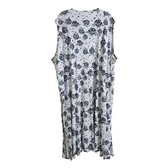 LuLaRoe Plus Size 3X Joy Open Long Longline Vest Cardigan Rose Print Black White - Picture 4 of 12